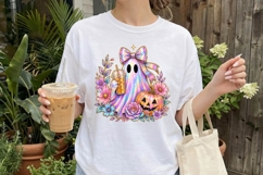 Holographic Coffee Ghost Pumpkin PNG Product Image 2