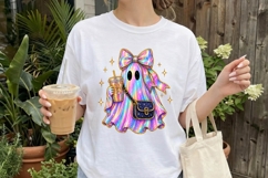 Holographic Ghost Coffee Lover PNG Product Image 2