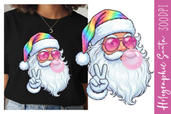 Holographic Groovy Funny Santa Xmas Blowing Bubble PNG Product Image 1