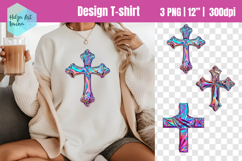 Cross holographic Sublimation | T-shirt PNG Product Image 1