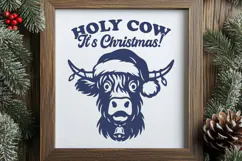 Holy Cow It’s Christmas SVG Funny Highland Cow Christmas PNG Product Image 3