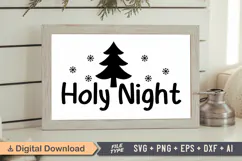 Holy Night Sign SVG, Farmhouse Christmas Sign Product Image 1