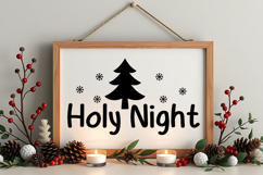 Holy Night Sign SVG, Farmhouse Christmas Sign Product Image 4
