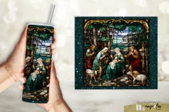 Christmas stained glass tumbler wrap, holy night, png Product Image 2