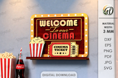 3D Home Cinema Sign Laser Cut. Wall Decor SVG Product Image 1