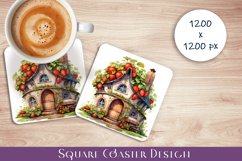 Fairy garden house Coaster Sublimation | flowers Product Image 1