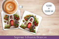 Fairy garden house Coaster Sublimation | flowers Product Image 1