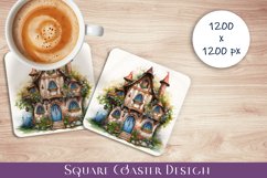 Fairy mushroom house Coaster Sublimation | flowers Product Image 1