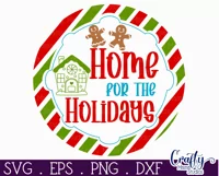 Colorful Christmas Svg Round Sign, Home For The Holidays Product Image 2