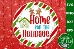 Colorful Christmas Svg Round Sign, Home For The Holidays Product Image 1
