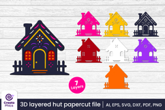 home-house-hut-floral-3d layered-papercut-laser cutting-hut svg-paper cut