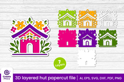 home-house-hut-floral-3d layered-papercut-laser cutting-hut svg-paper cut