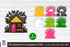 home-house-hut-floral-3d layered-papercut-laser cutting-hut svg-paper cut