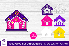 home-house-hut-floral-3d layered-papercut-laser cutting-hut svg-paper cut