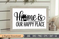 Home Is Our Happy Place Sign SVG, Farmhouse Christmas Sign Product Image 1