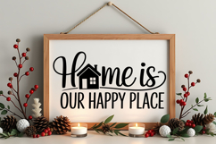 Home Is Our Happy Place Sign SVG, Farmhouse Christmas Sign Product Image 4
