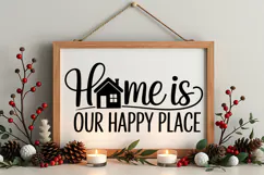 Home Is Our Happy Place Sign SVG, Farmhouse Christmas Sign Product Image 4