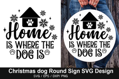 Christmas Dog Round Sign SVG Design - Christmas Door Sign Product Image 2