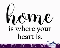 Farmhouse Home Round Sign Svg | Home Is Where Your Heart Is Product Image 2