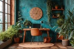 Scandinavian Interior Home Office with Plants &amp; Vases Product Image 1