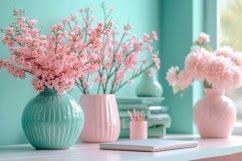 Book with vases on the green table Product Image 1