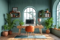Scandinavian Interior Home Office with Plants &amp; Vases Product Image 1