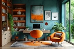 Scandinavian Interior Home Office with Plants &amp; Vases Product Image 1