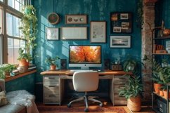 Scandinavian Interior Home Office with Plants &amp; Vases Product Image 1