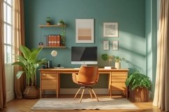 Scandinavian Interior Home Office with Plants &amp; Vases Product Image 1