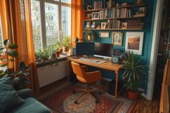 Scandinavian Interior Home Office with Plants &amp; Vases Product Image 1