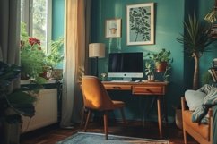 Scandinavian Interior Home Office with Plants &amp; Vases Product Image 1