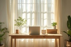Scandinavian Interior Home Office with Plants &amp; Vases Product Image 1