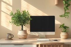 Office Room with computer &amp; vases on the table Product Image 1