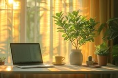 Office Room with Laptop &amp; vases on the table Product Image 1