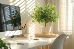 Green Plant vase with tea cup on the table Product Image 1