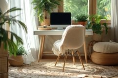 Home office room with chair &amp; computer on the table Product Image 1
