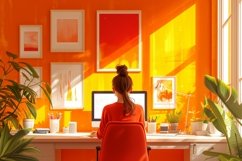Scandinavian Interior Home Office with Plants &amp; Vases Product Image 1