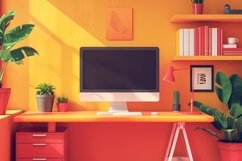 Scandinavian Interior Home Office with Plants &amp; Vases Product Image 1