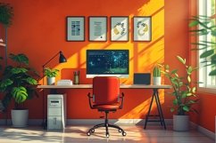 Scandinavian Interior Home Office with Plants &amp; Vases Product Image 1
