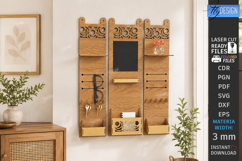 Home Organizer Key Holder Rack Laser Cut Bundle | Wall Decor Product Image 3