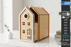 3D House Organizer Laser Cut | Storage Box | Village Cottage Product Image 1
