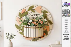 Home Planter Laser Cut | 3D Flower Planter | Home Decor SVG Product Image 1