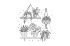 Houseplants Embroidery Pattern PDF, Botanical Shelf Hoop Art Product Image 2