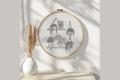 Houseplants Embroidery Pattern PDF, Botanical Shelf Hoop Art Product Image 3