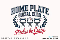 Home Plate Social Club PNG, Baseball Mom PNG, Baseball PNG Product Image 1