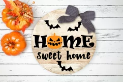 Home Sweet Home sign svg| Halloween round sign svg| pumpkin Product Image 2