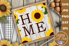 Home Sweet Home Sunflower Farmhouse Sign Svg Cut File Product Image 1