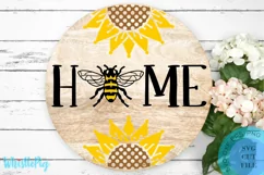 Home Wood Round SVG Bumble Bee SVG Bee SVG Sunflower SVG Product Image 1