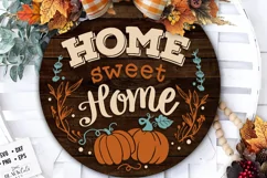 Home sweet home door hanger svg, Fall Door Hanger svg Product Image 1