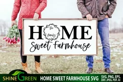 Home Sweet Farmhouse Sign SVG with Floral Monogram Frame Product Image 1